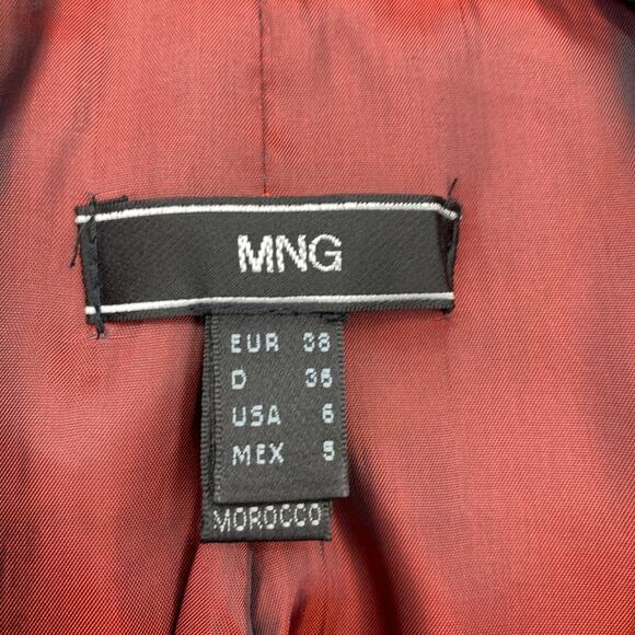 MNG Mango Double Breasted Jacket Womens Size 6 Multicolor Red Brown Tweed - Picture 5 of 7